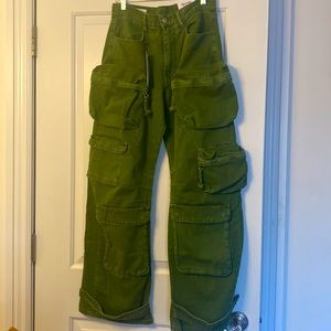 Zara Utility Pocket Jeans (Men Cargo Pants) in Olive Green